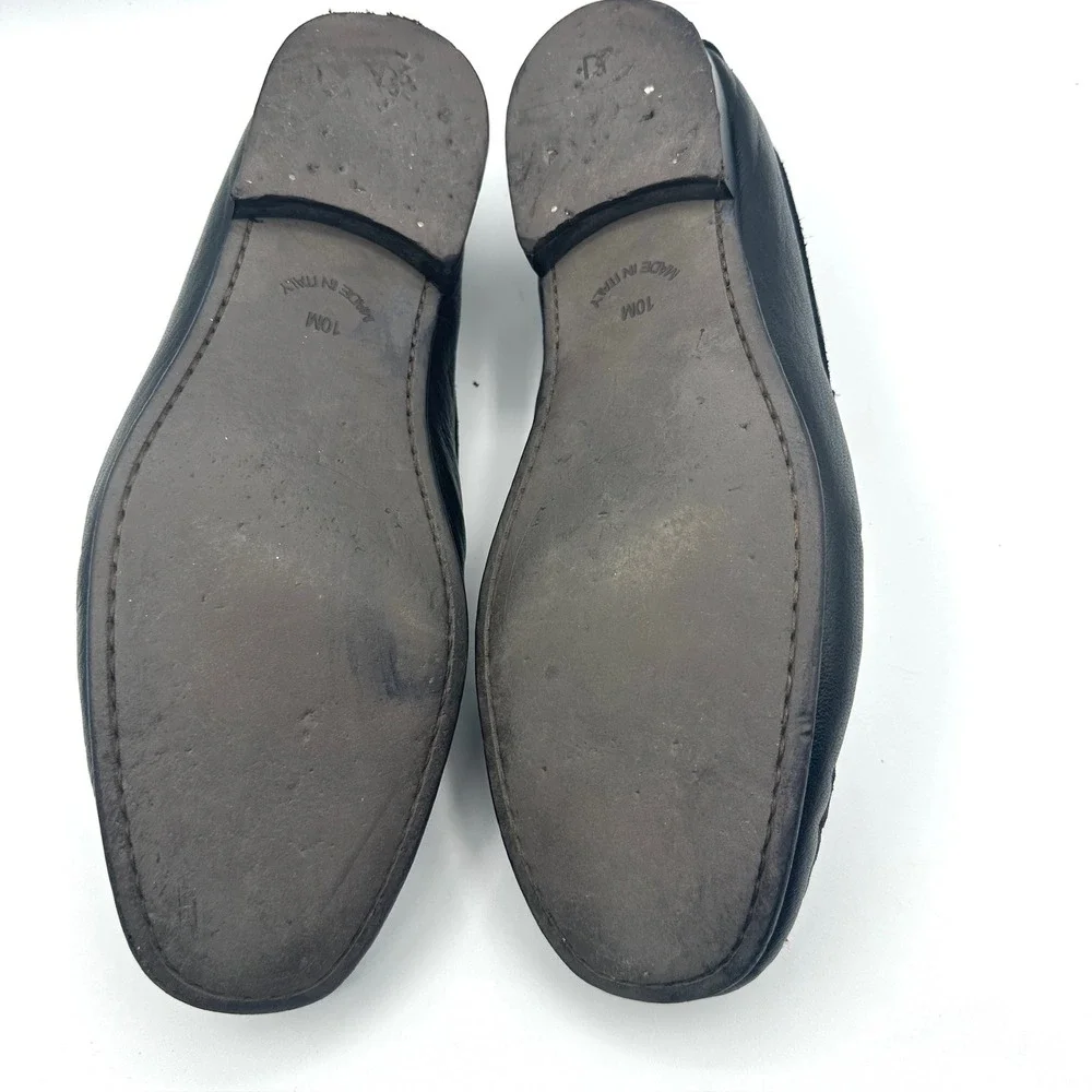 Donald Pliner Loafers Mens 10M Black Dacio 2 Bit Red Stitch Italian Leather Shoe